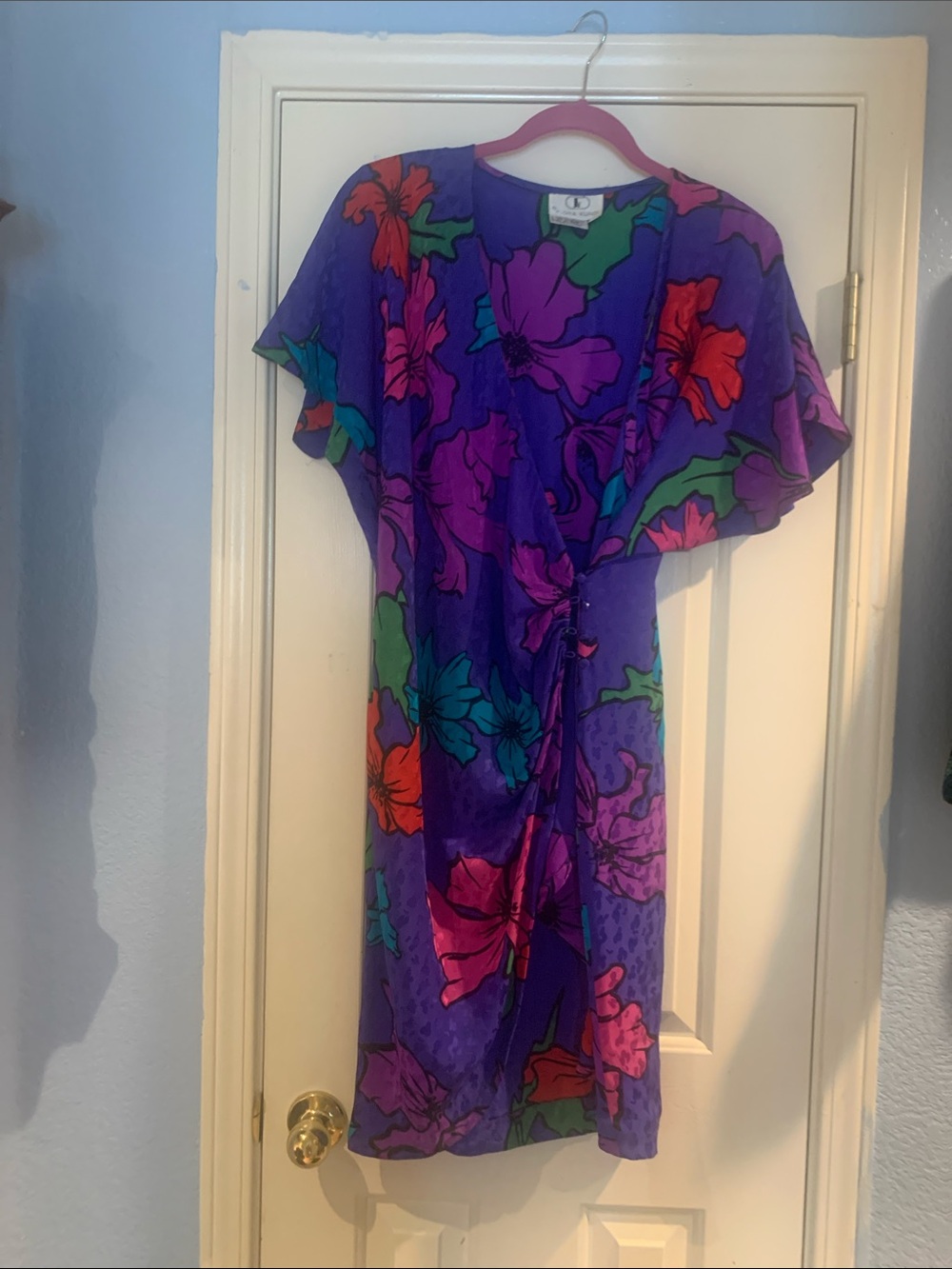 Vibrant Purple Floral Wrap Dress